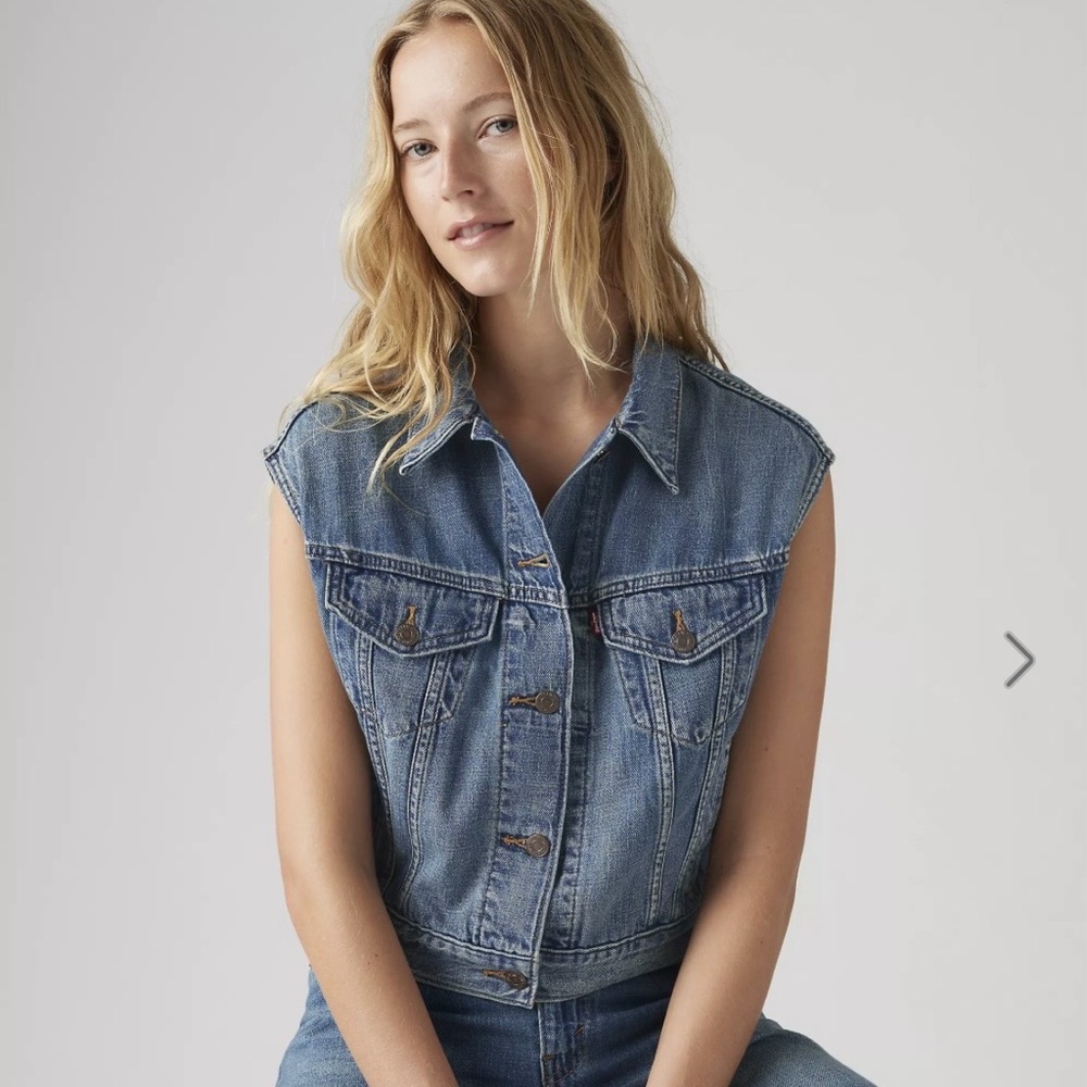 🩷 A.N.A. - ADORABLE Lt. Wash Crop Denim Vest! 99% Cotton + 1% Spandex; Sz. XL - Picture 2 of 10